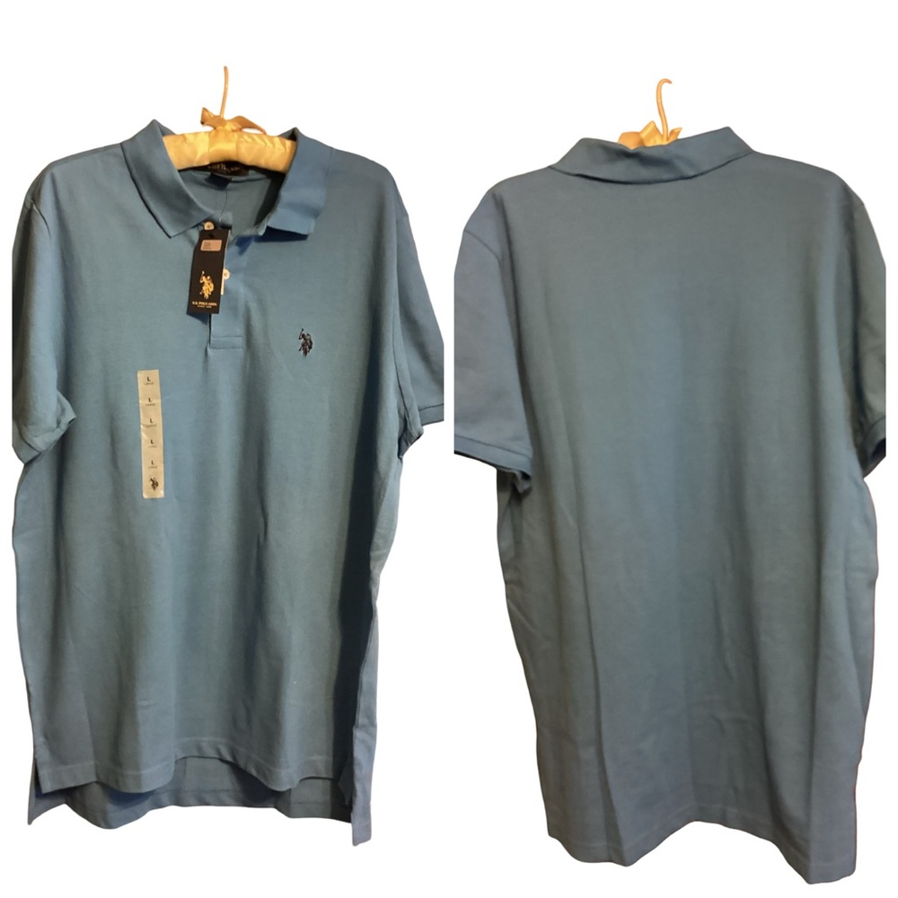 🪻NWT Blue Polo Shirt Size Large 100% Cotton